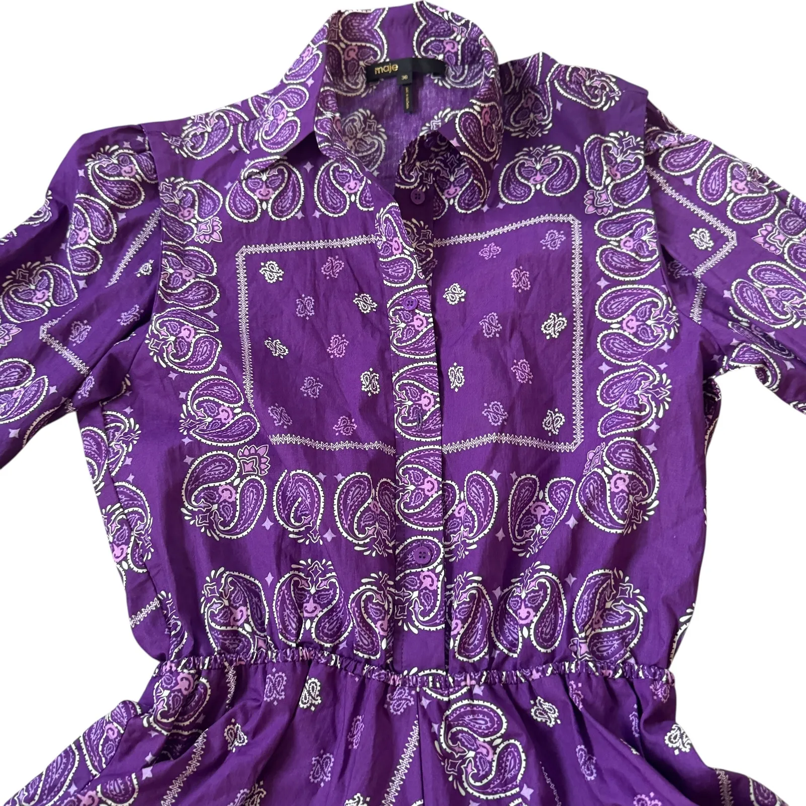 Maje Purple Paisley Mini Dress - Image 7