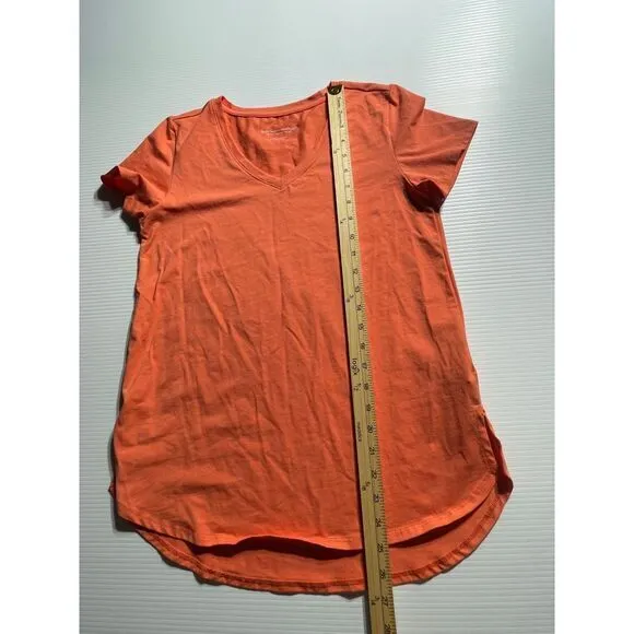 Soft Surroundings Petite Orange Cotton Basic T-Shirt XS Casual Short Sleeve Top - Image 4