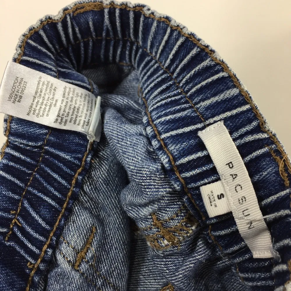 Pacsun Blue Cargo Utility Jeans Elastic Waist Size S - Image 3