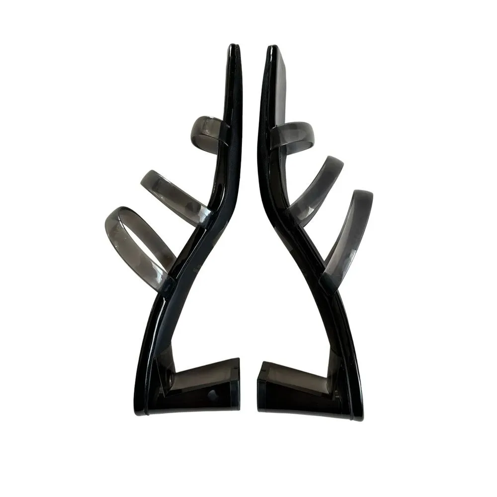 Abound Ethan Black Smoke Translucent Heel  Strappy Slide Sandals Size 9 - Image 4