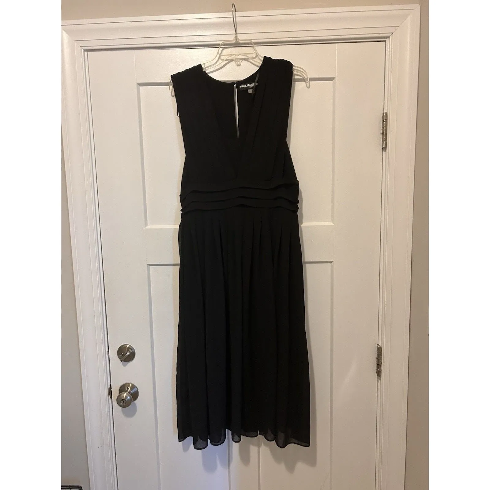 Karl Lagerfeld Impulse Black Sleeveless Rhinestone Button-Up Ruched Dress 4 B5 - Image 9