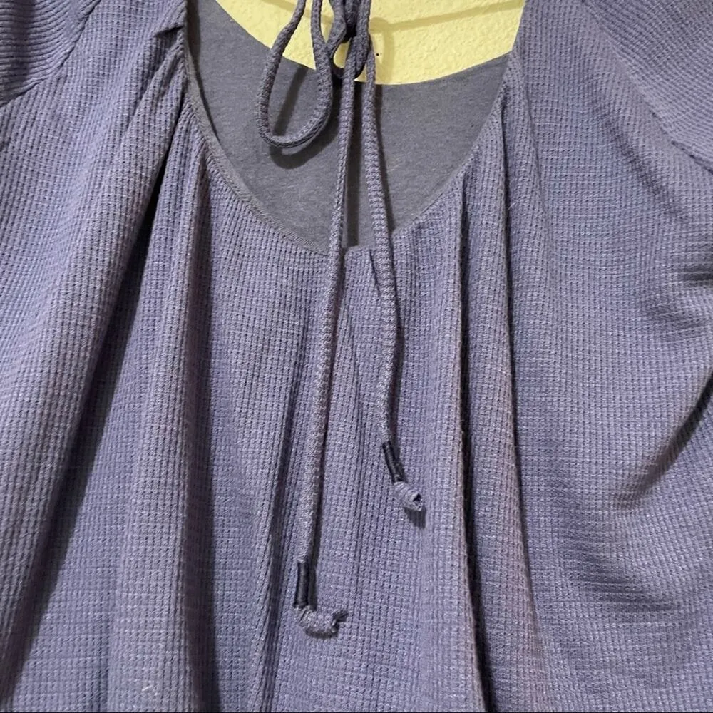 Free People Bondi Purple Cropped Blouson Thermal Blouse Womens S Boho Casual - Image 4