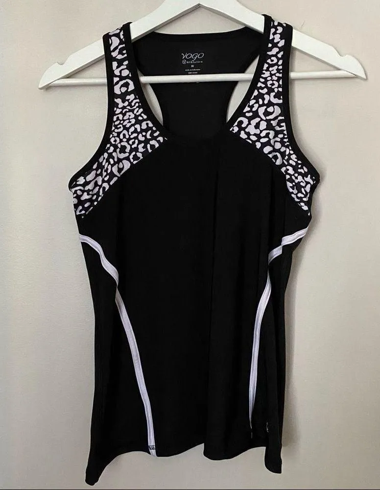 Vogo Athletica Tank Top Black White Pattern Leopard Athleisure Workout Neutral Size M - Image 6