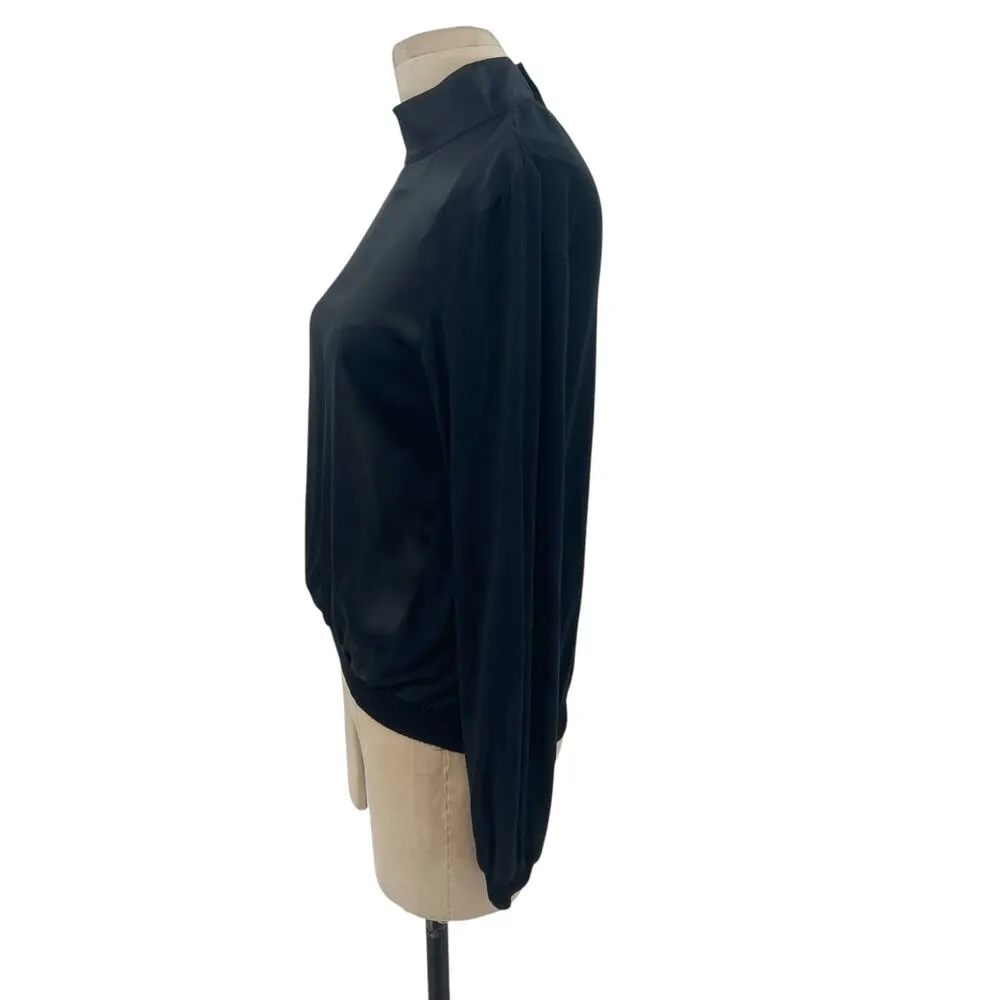 Generation Love Top Blouse Shirt Long Sleeve Silk Jersey Mock Neck Black Size XS - Image 5