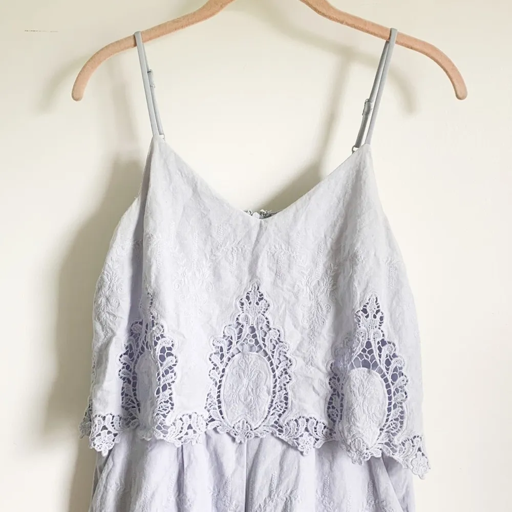 Sax Fifth Avenue Embroidered Romper Pastel Blue sz XS - Image 2