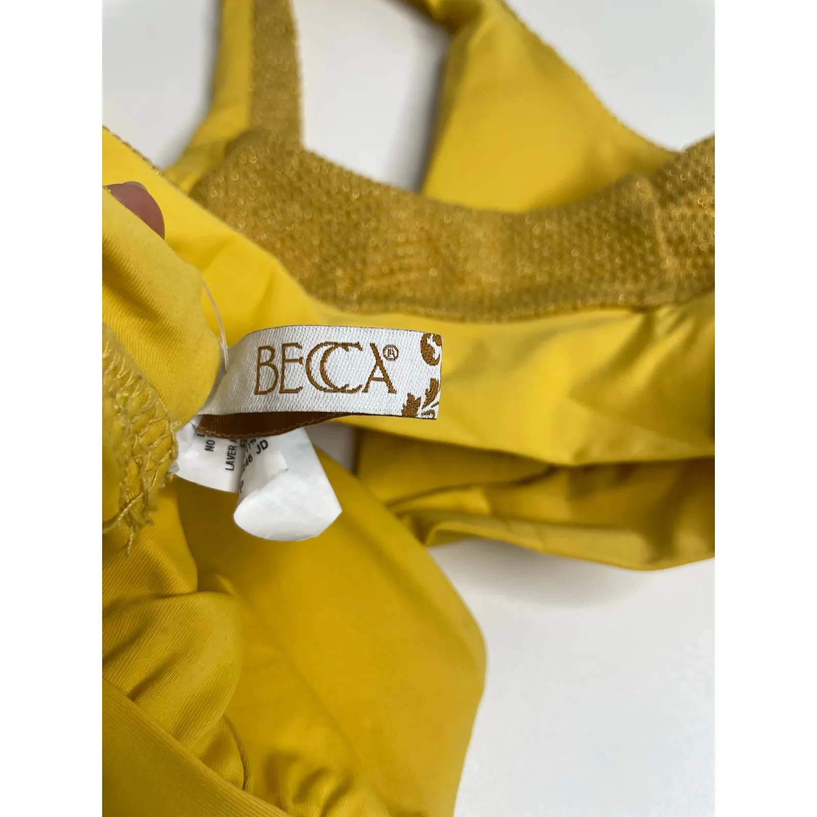 NEW Becca Womens Bikini Top Size Small Yellow Golden Sparkle - Image 4