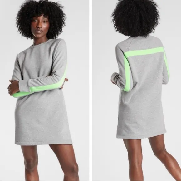 Athleta Round Trip Sweatshirt Dress Grey Heather, Size M - Image 2