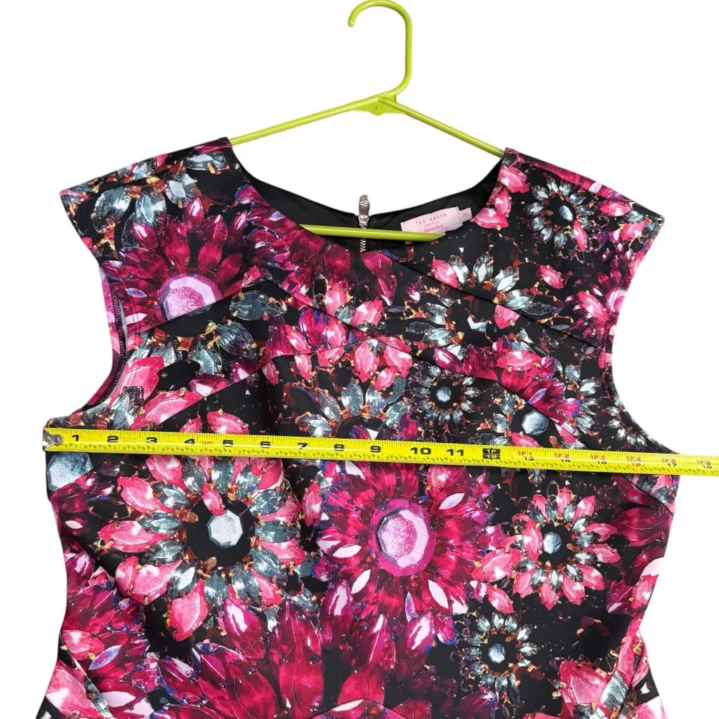 Ted Baker Women’s Crystal‎ Brooch Skater Dress Pink Magenta Jewel Tone Gem Mini - Image 10