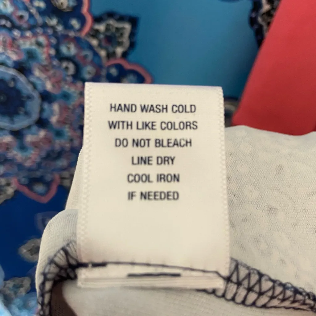 Sunsets & Sweet Tea Medallion Nylon Shirt Dress w Pockets Pink Blue L Large - Image 7