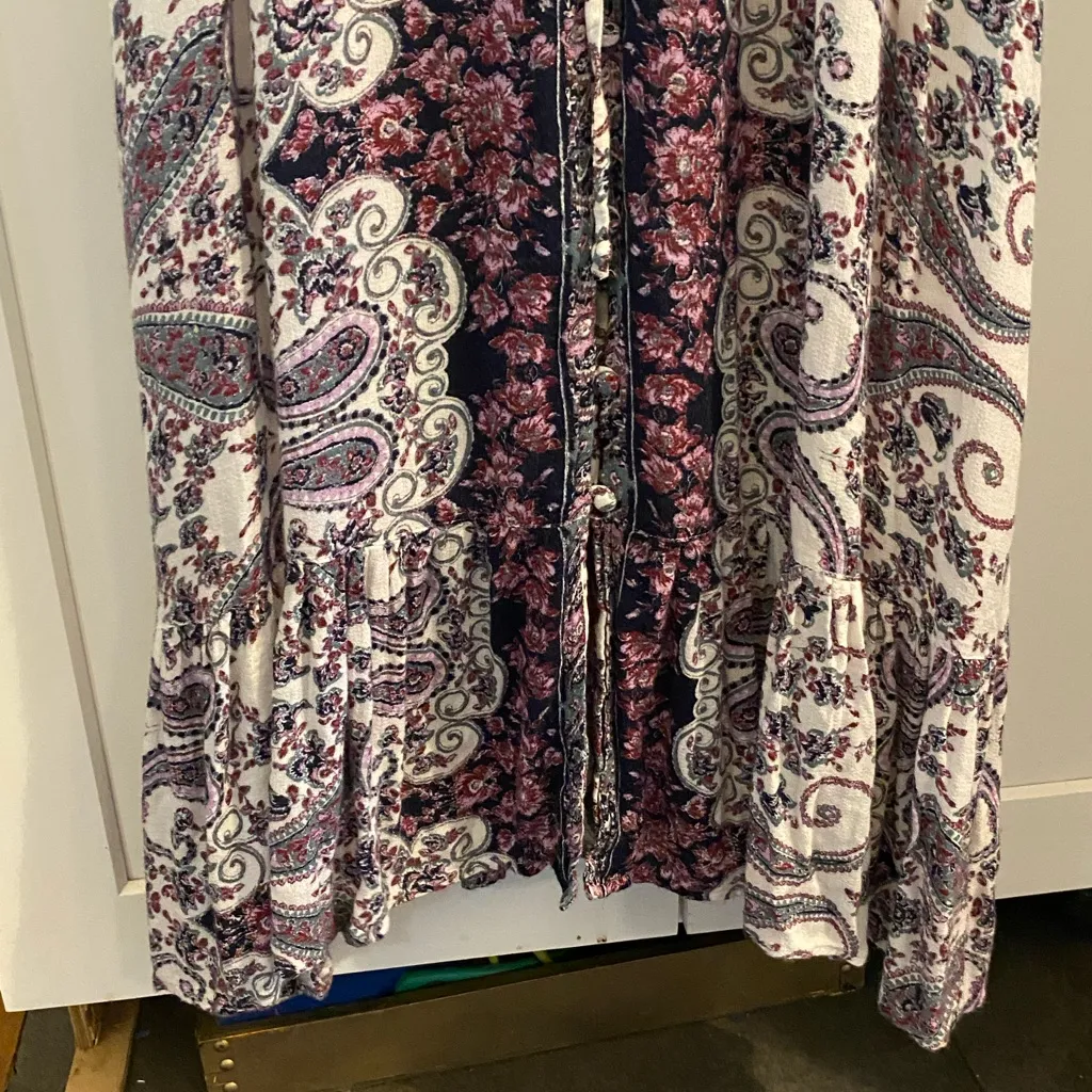 Lucky Brand Felicia Paisley Purple Midi Dress Boho Western Fall cottagecore - Image 4