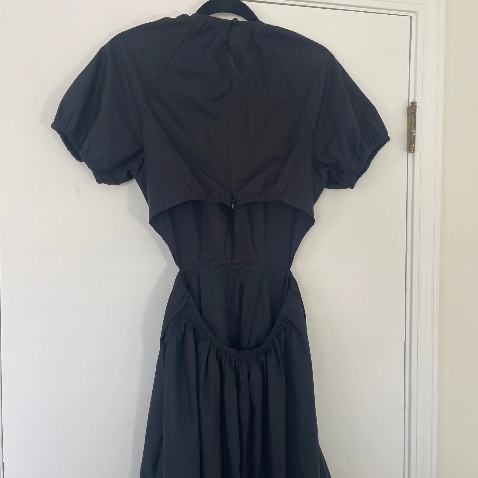 J.‎ Crew Side-cutout Cotton Poplin Black Puff Sleeve BG397 Midi Dress Size 4 - Image 8