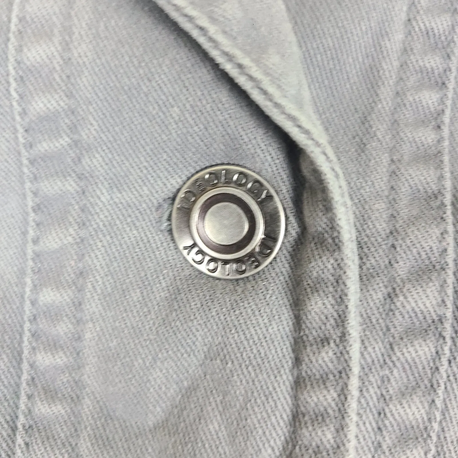 Ideology Gray Denim Short Jean‎ Jacket Womens Size Small Military Moto Biker - Image 4