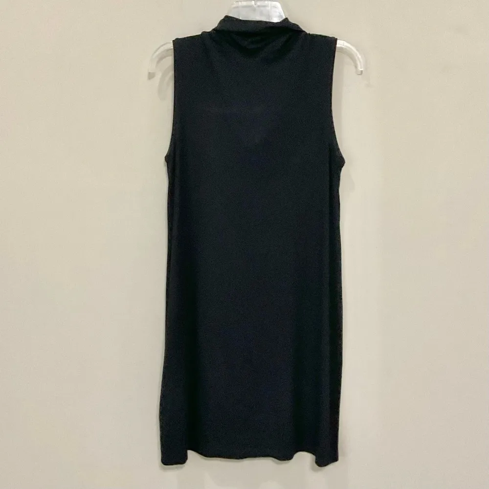 Eileen Fisher Black Sleeveless tank dress Sz Medium Cowl Neck Knit Neutral - Image 7