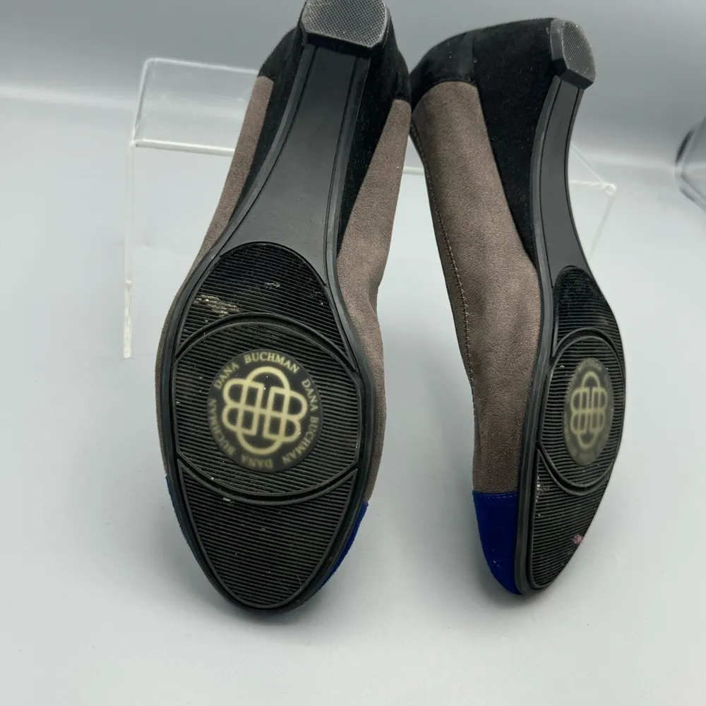 Dana Buchman Women Wedge Pump Shoes Size 10M 3-Tone Blue Gray Black Faux Suede - Image 3