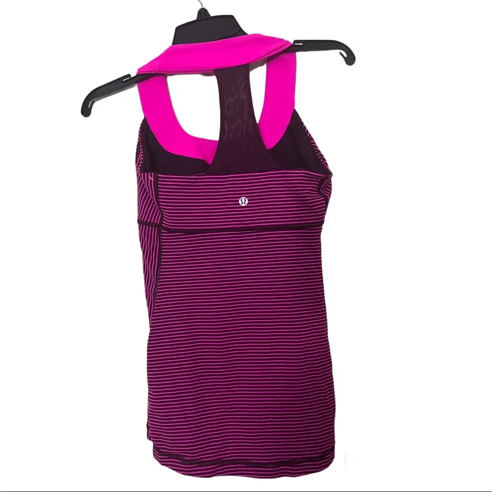 Lululemon Paris Hyper Stripe Glo Light Energy Tank Top Pink - Image 4