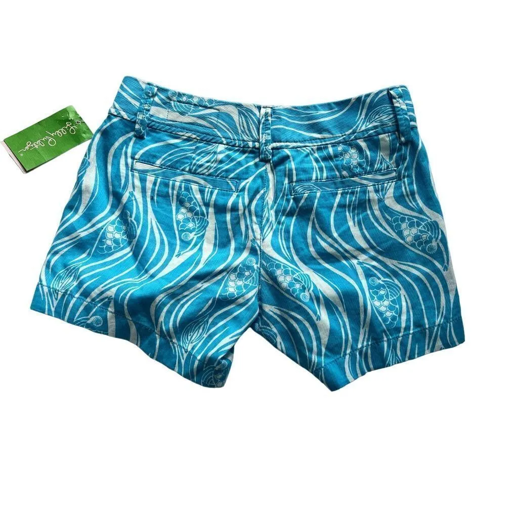 Lilly Pulitzer NWT Callahan Stretch Shorts Turquoise & White Women's Size 000 - Image 8