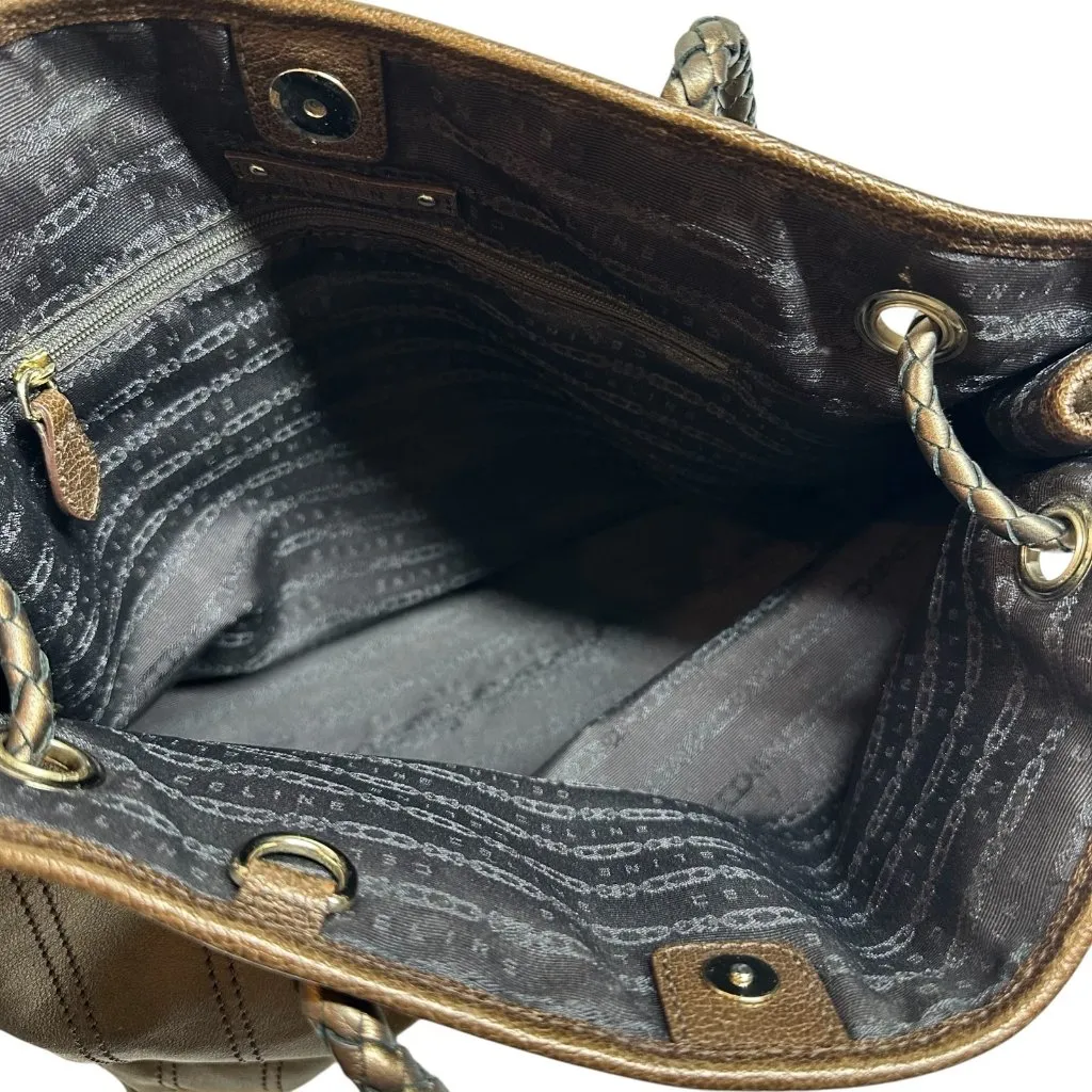 CELINE Authenticated  Bronze Metallic Brown Leather Tote Shoulder Bag Carriage - Image 8
