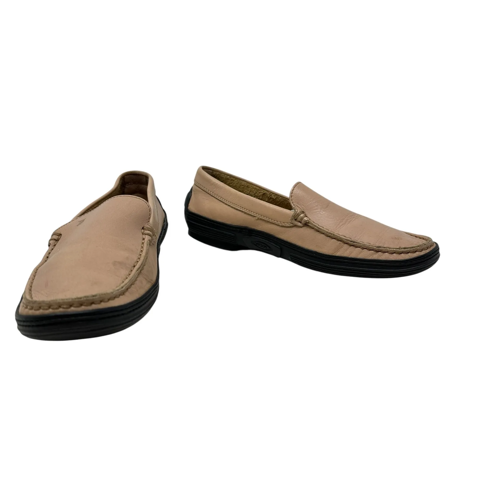 Tod's Driving Loafers Penny‎ Slip On Flats Leather Rubber Beige Size 37 US 7 - Image 5