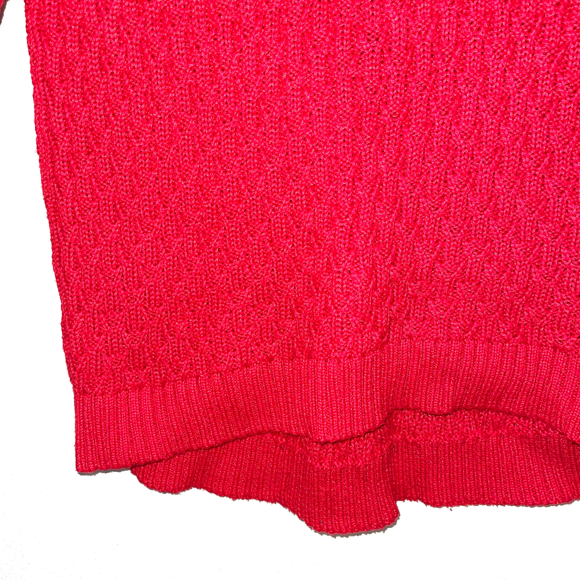 Red Cable Knit Cotton Crew Sweater - Image 6
