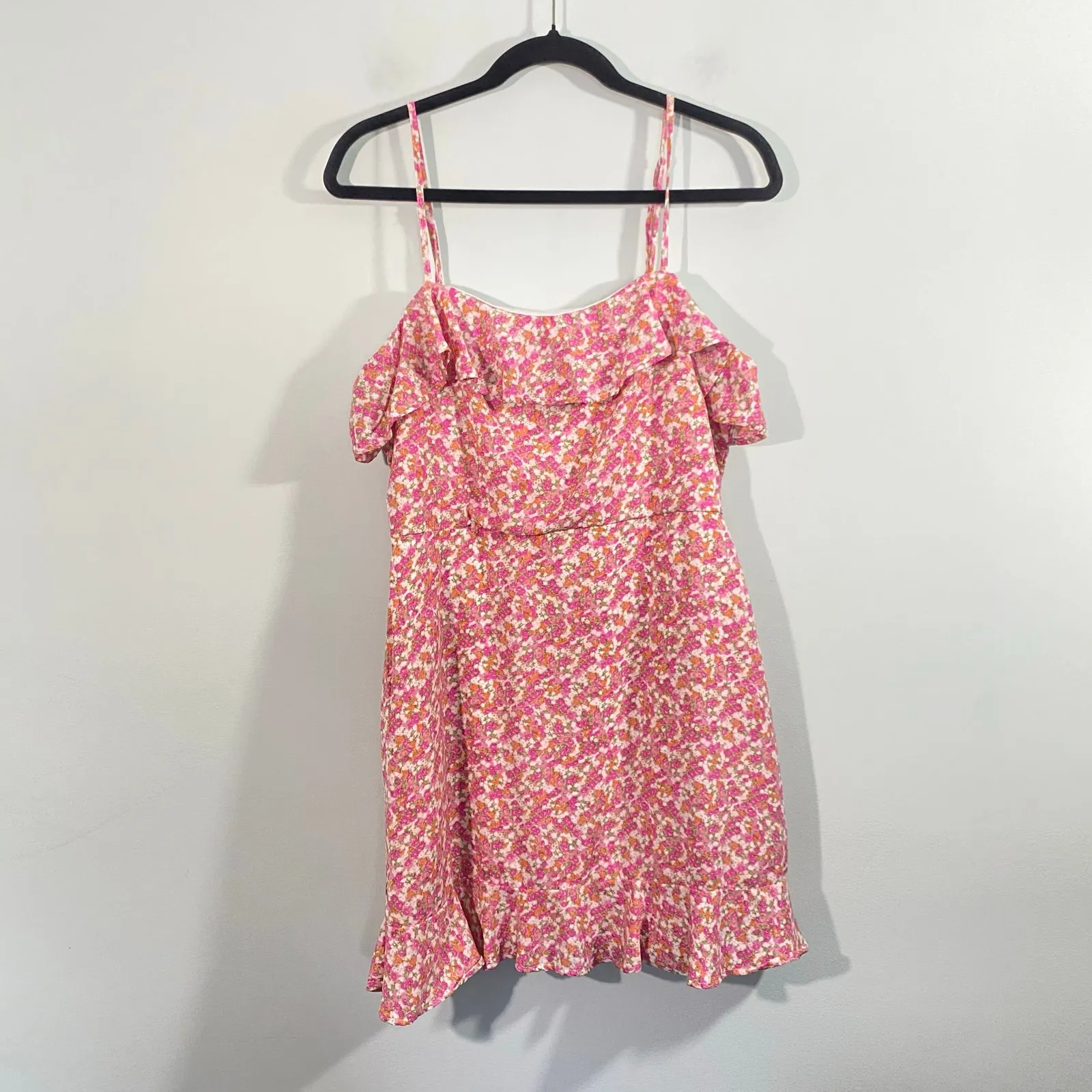 Altar'd State Women Pink Floral Strappy Ruffle Mini Dress Size XL - Image 2