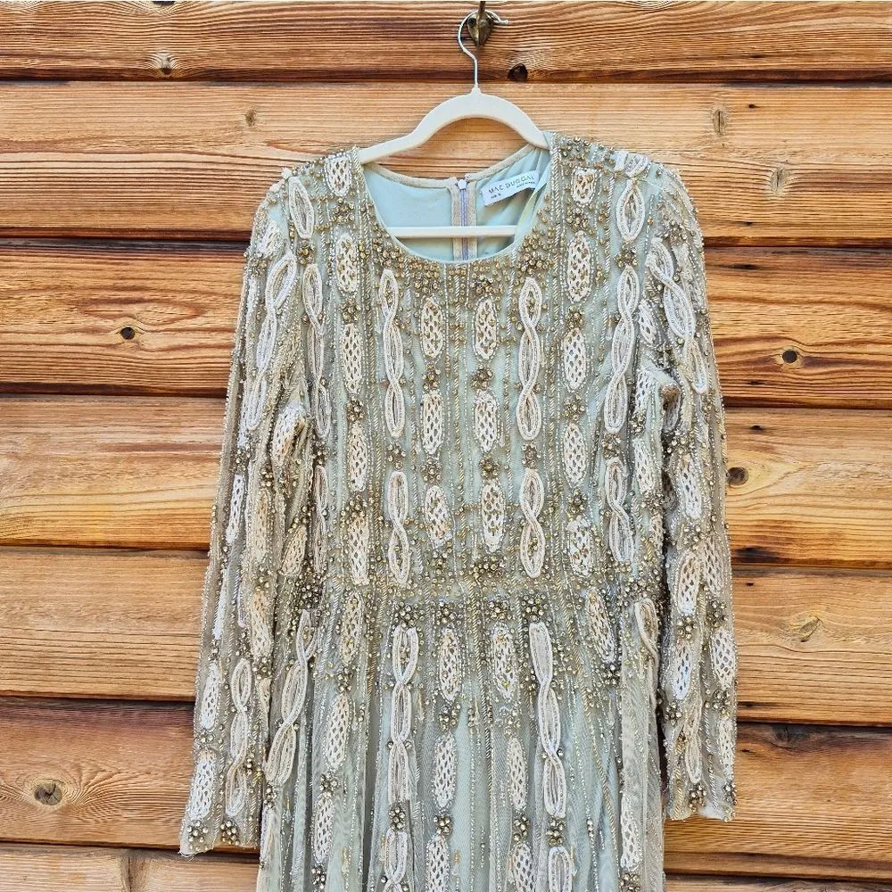 MAC DUGGAL 10077 Green Embellished Mesh Long Sleeve A Line Gown - Image 10