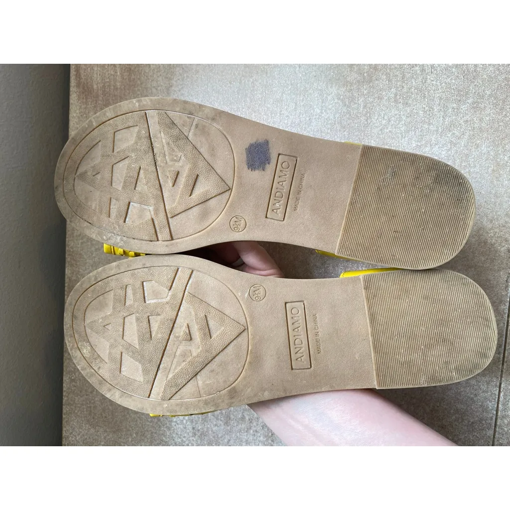 Andiamo Yellow Cutout Slide Sandals Summer Beach Resort Boho Coastal Slip - Image 3