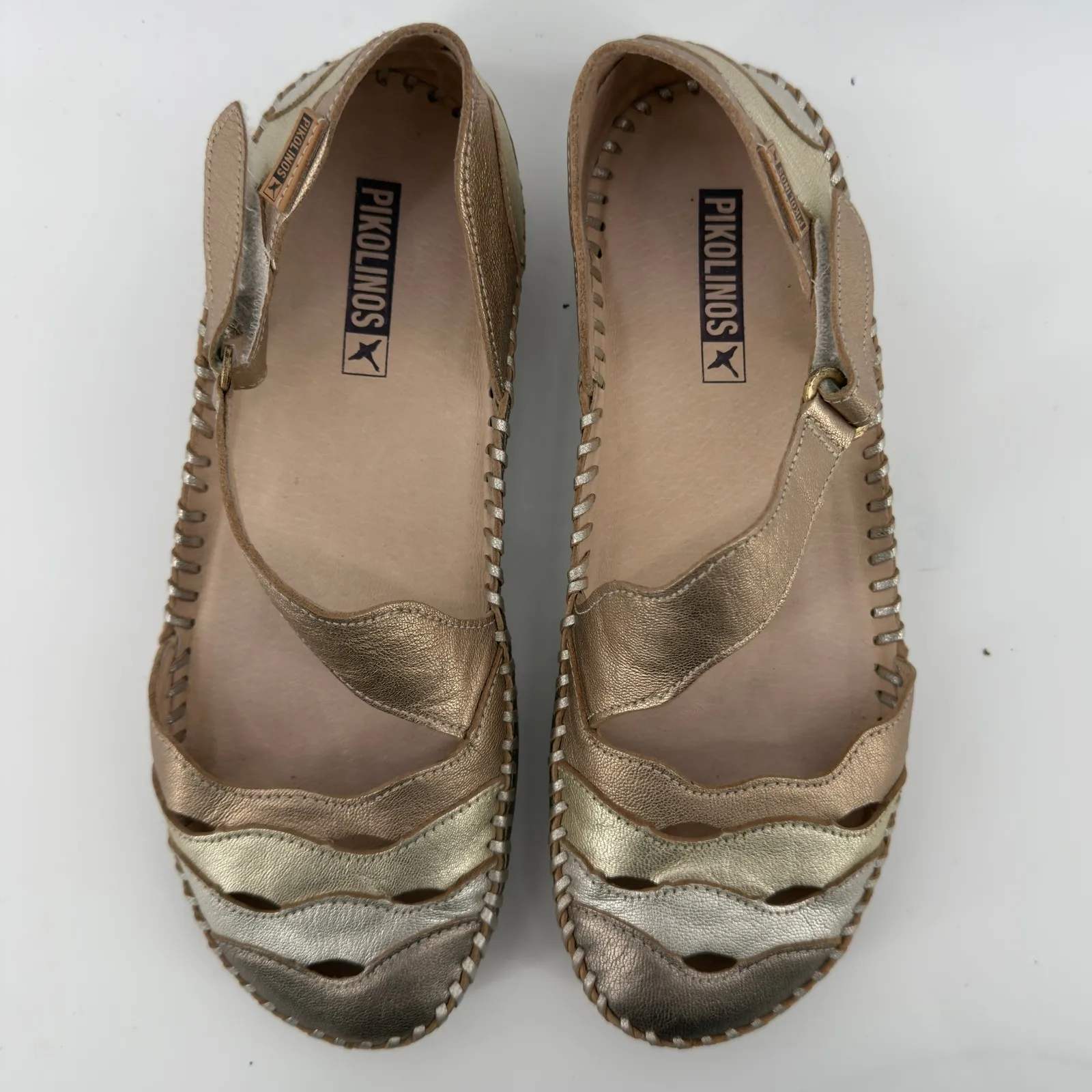 Pikolinos Puerto Vallarta Mary Jane‎ Sandals Gold Metallic Women EU 37/US 6.5 - Image 3