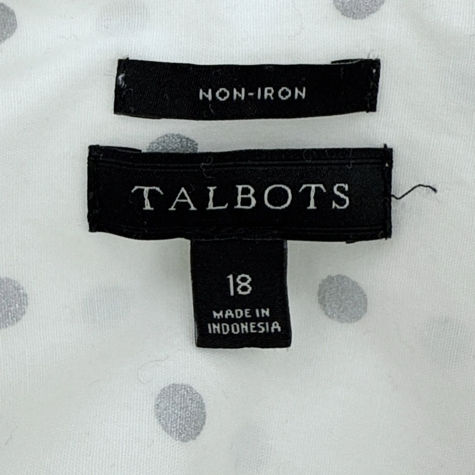Talbots Perfect Shirt White Silver Dot Non Iron Cotton Spandex Button Up Size 18 - Image 8