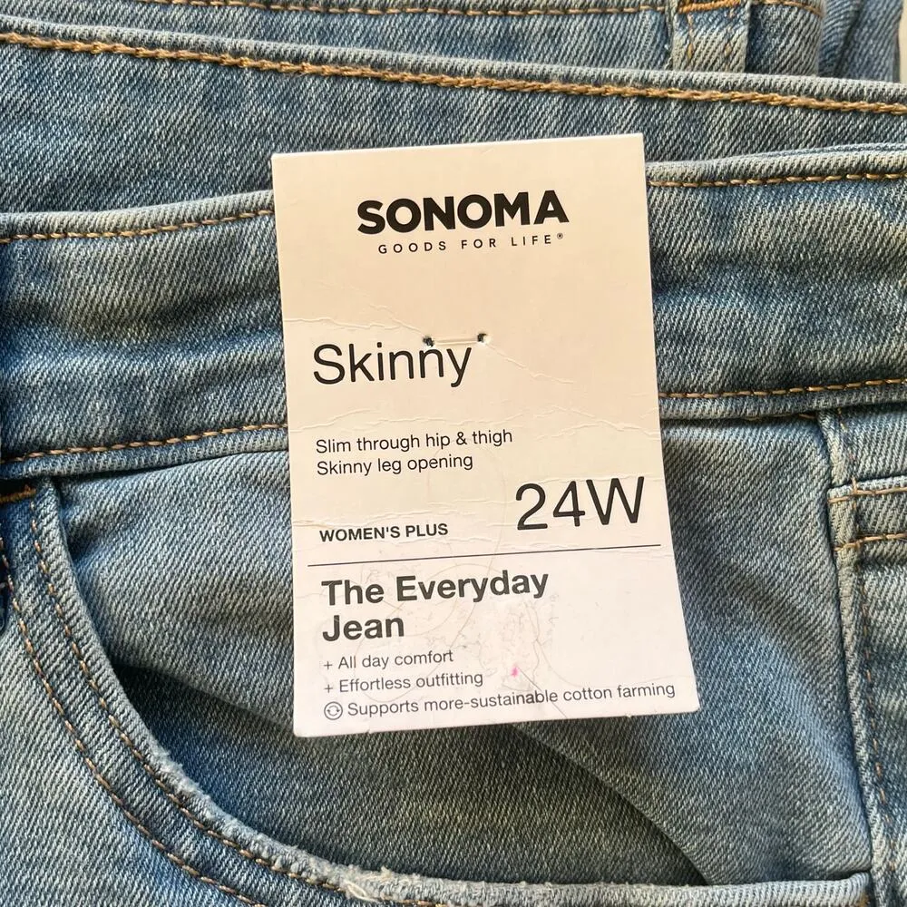 NWT! Sonoma The Everyday Skinny Jean Light Wash Size 24W - Image 3