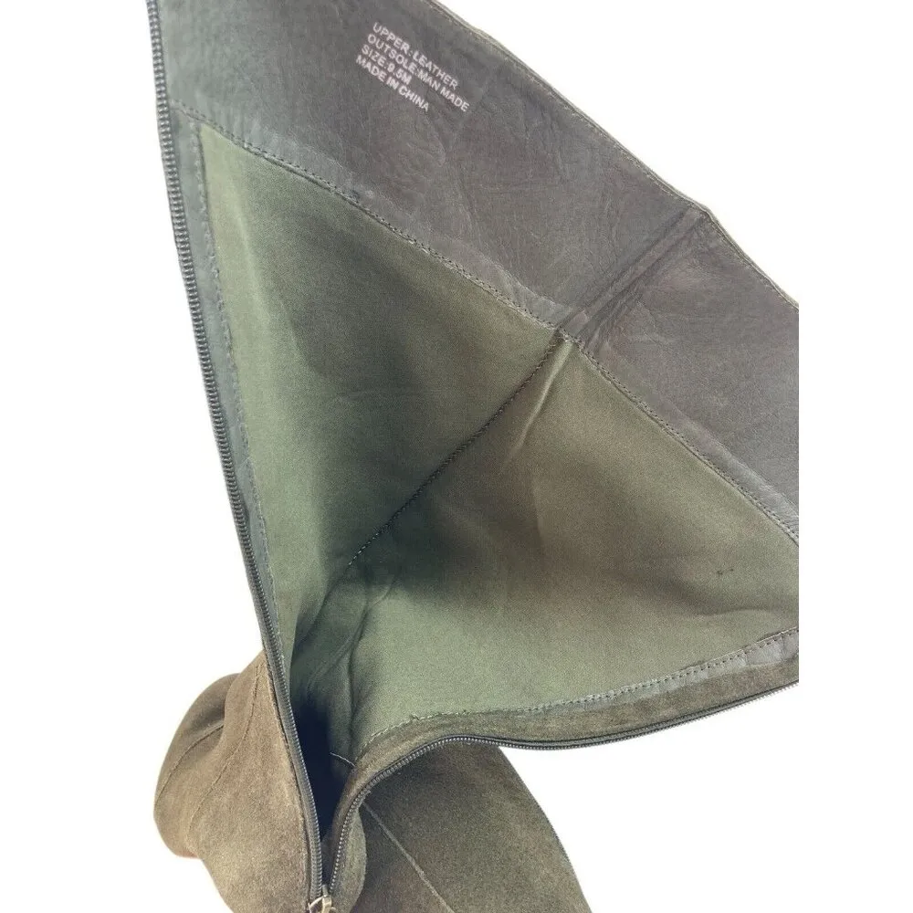 *Louise Et Cie Boots Women’s Size 9.5 Green Suede Leather Tall Heeled Seamed Zip - Image 12