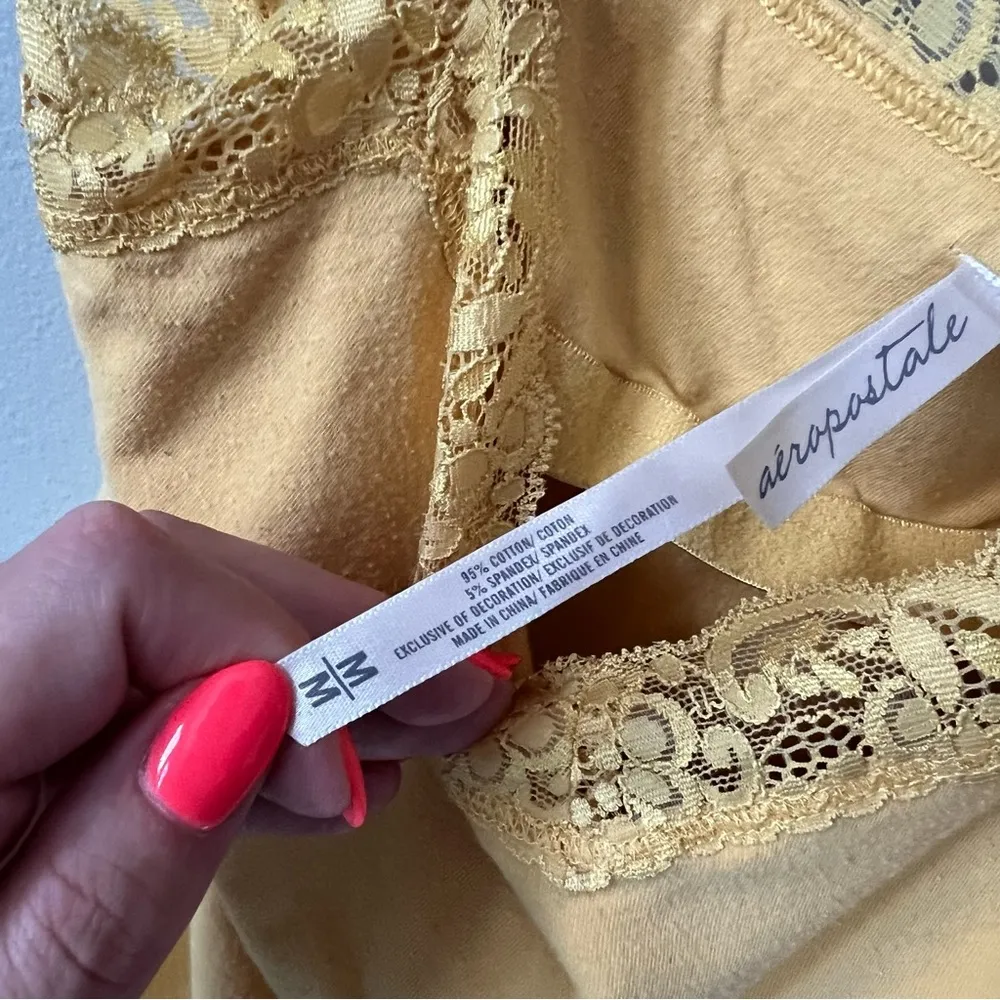 Aeropostale Yellow Lace Trimmed Camisole Tank Top Size M - Image 9