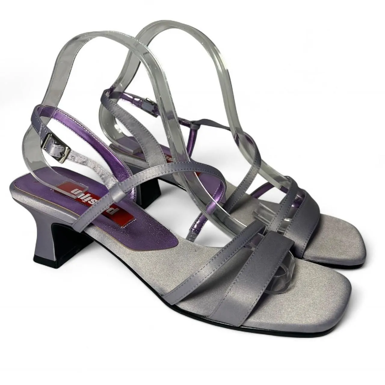 Vintage Y2K 2000s 90s square toe block he  light purple high heels shoes 8 - Image 5