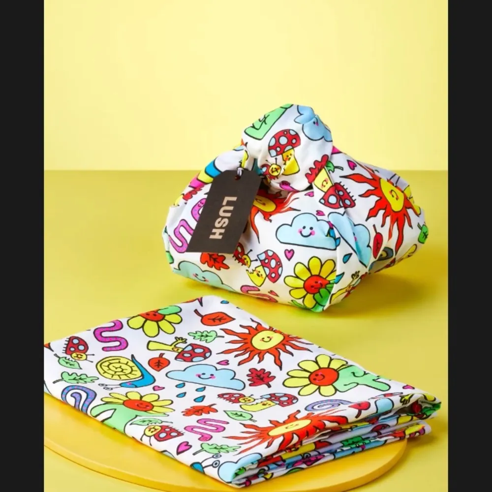Lush 100% organic Cotton handkerchief, head wrap bright butterfly print one size - Image 5