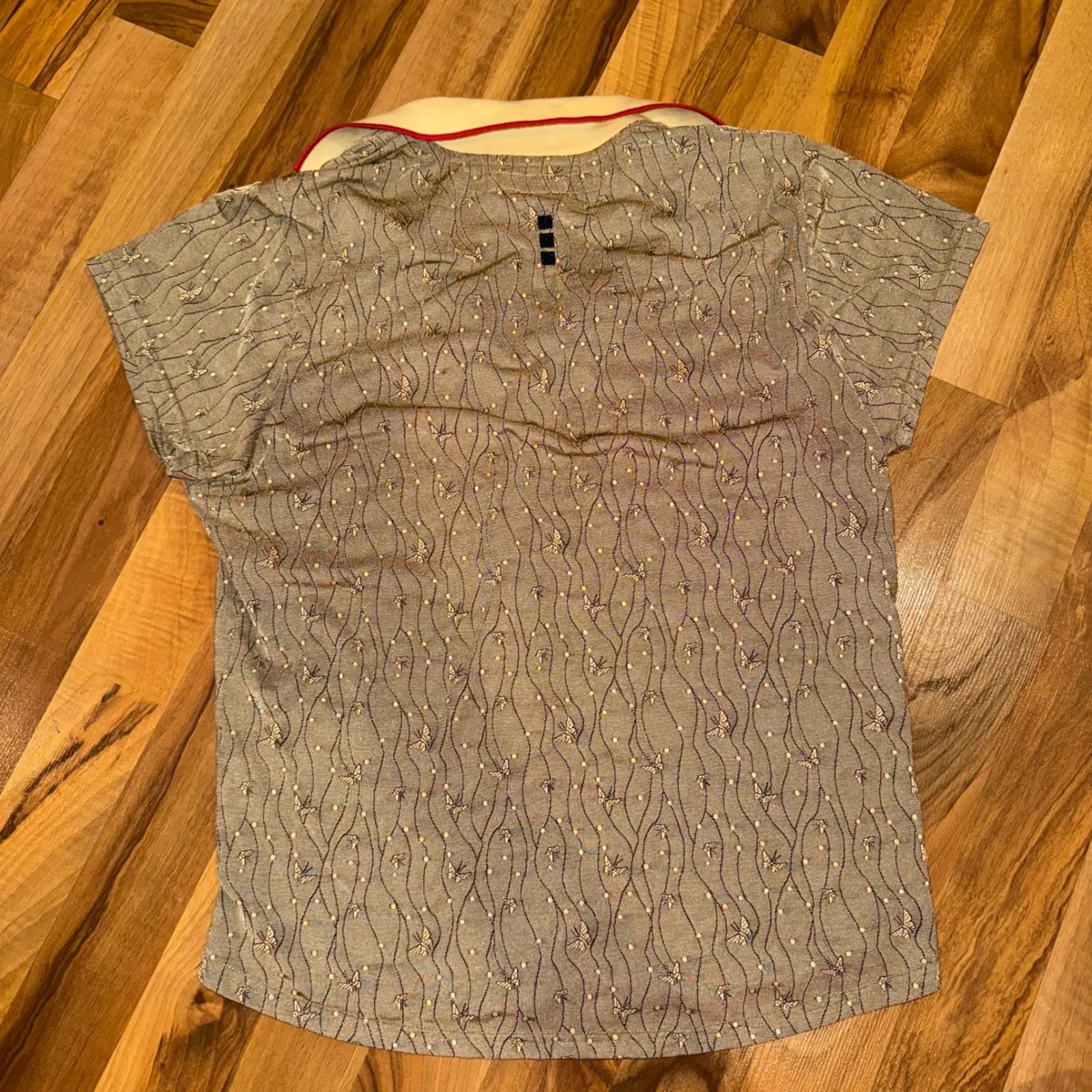 Jamie Sadock Golf Polo Shirt Medium Butterfly Print Short Sleeve‎ vintage fairy Gray - Image 6