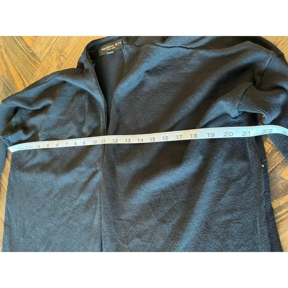 Philomena Petti New York Cardigan Sweater Black Large Open Front Academia Preppy - Image 4