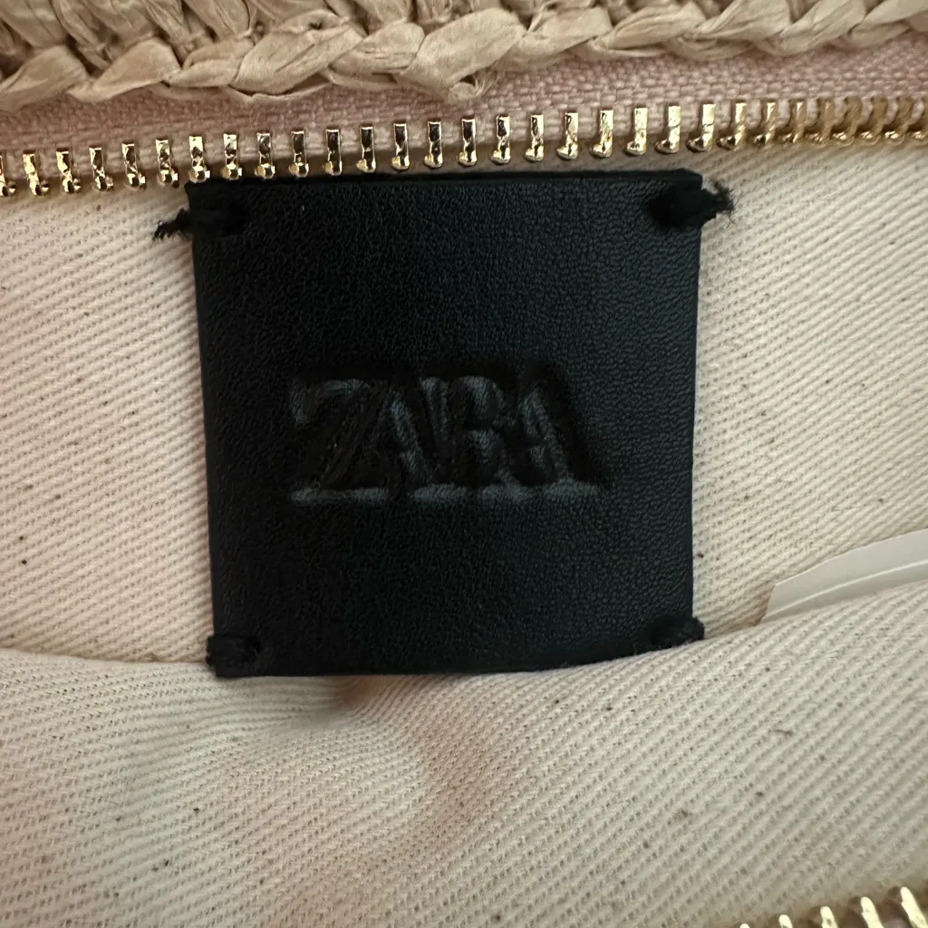 Zara‎ natural straw black leather accent handbag bag - Image 5