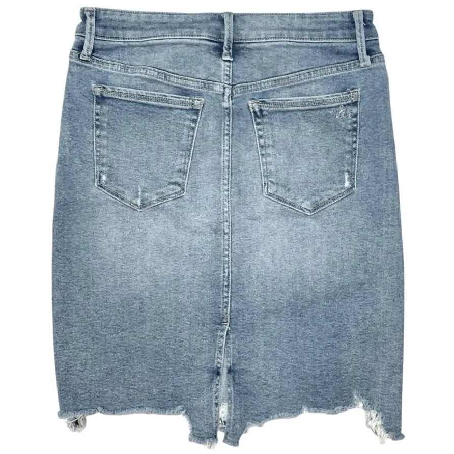 Sam Edelman $98 The Riley Skirt Distressed Asymmetrical Denim Skirt Size 29 - Image 3
