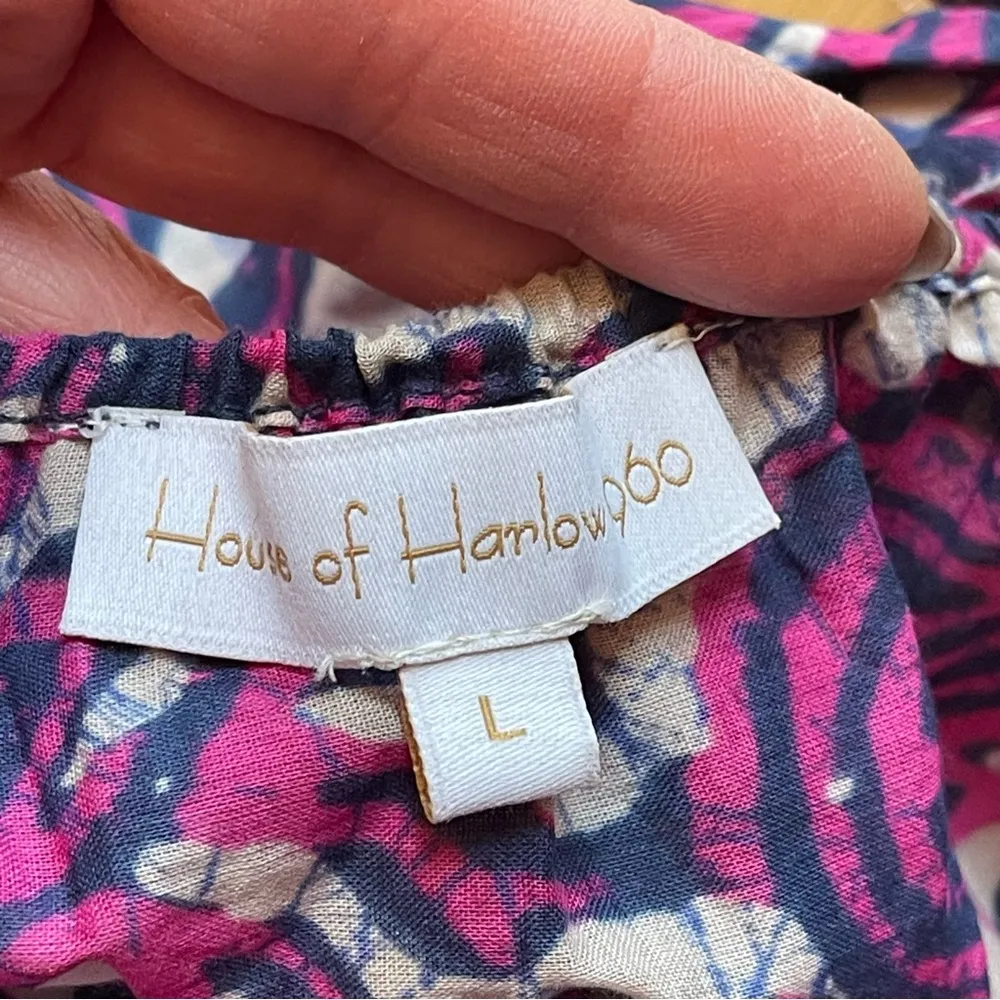 House of Harlow 1960 pink and blue floral  midi/maxi poplin cotton dress Sz L - Image 12