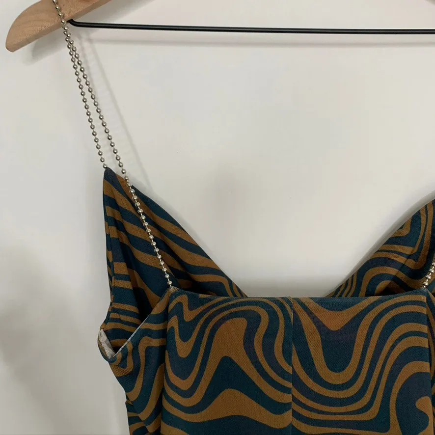 MAISIE WILEN Ssense Exclusive Orange And Blue Mesh Slip Dress Womens Small Green - Image 12