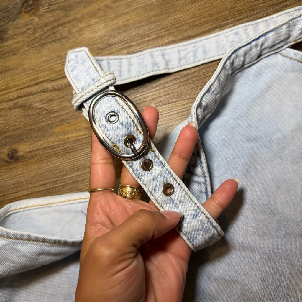 WeWoreWhat Light Wash Denim Mini Skirt with Cut-Out Waist Size L NWT - Image 4