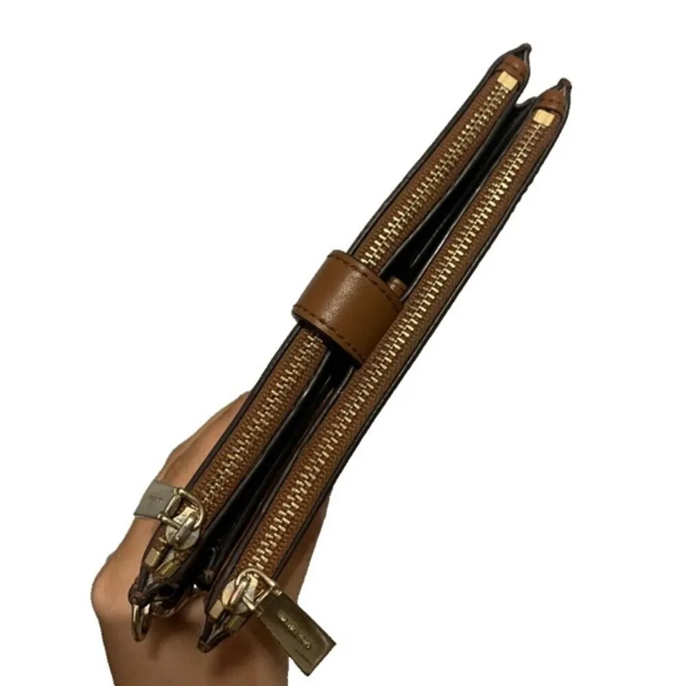Michael Kors Brown Tan Signature Jet Set Wallet w/ Phone Holder - Image 4