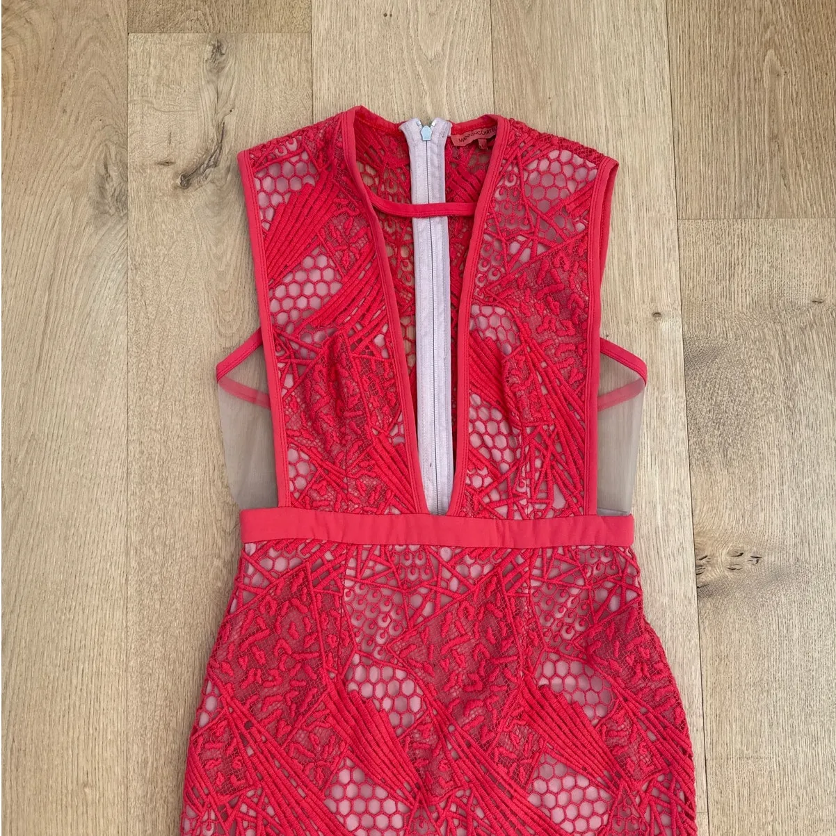 Manning Cartell Lace Midi Dress Gallery Views Size L Red Nude Size L - Image 2