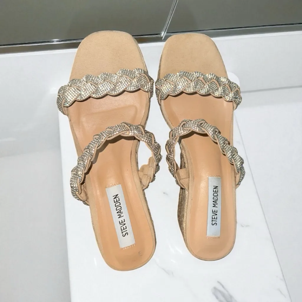Steve Madden Women's Jewel Braided Wedge
Sandals, Rhinestone size 9 - Image 4