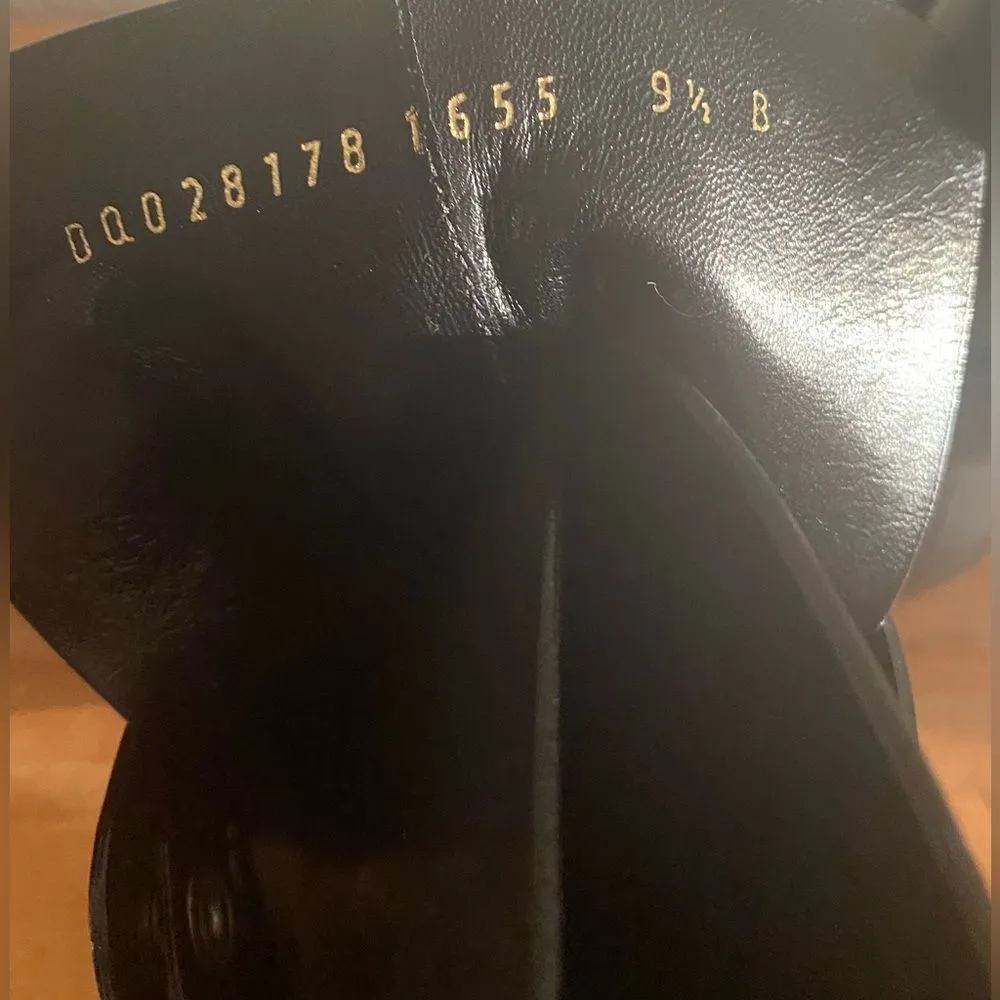 Salvatore Ferragamo Black Leather Ankle Boots Kitten Heel Pointy Square Toe 9.5 - Image 9