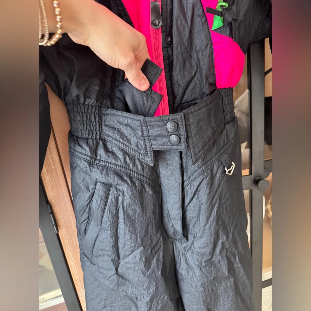 Vintage 1980s Obermeyer ski suit jumpsuit snow neon shapes colorful skiing board - Image 9