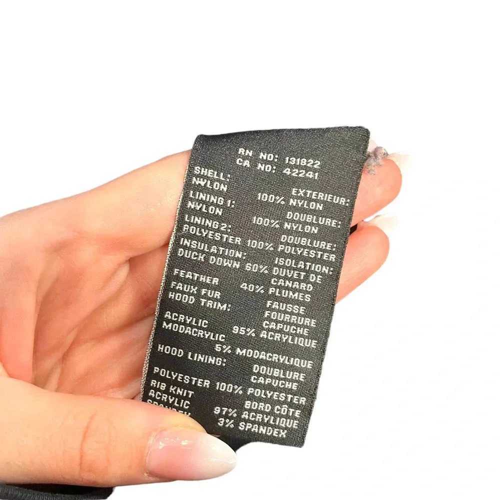 S13 Alps‎ Parka Faux Fur Trim Down Hooded Puffer Coat Black Size Medium - Image 13