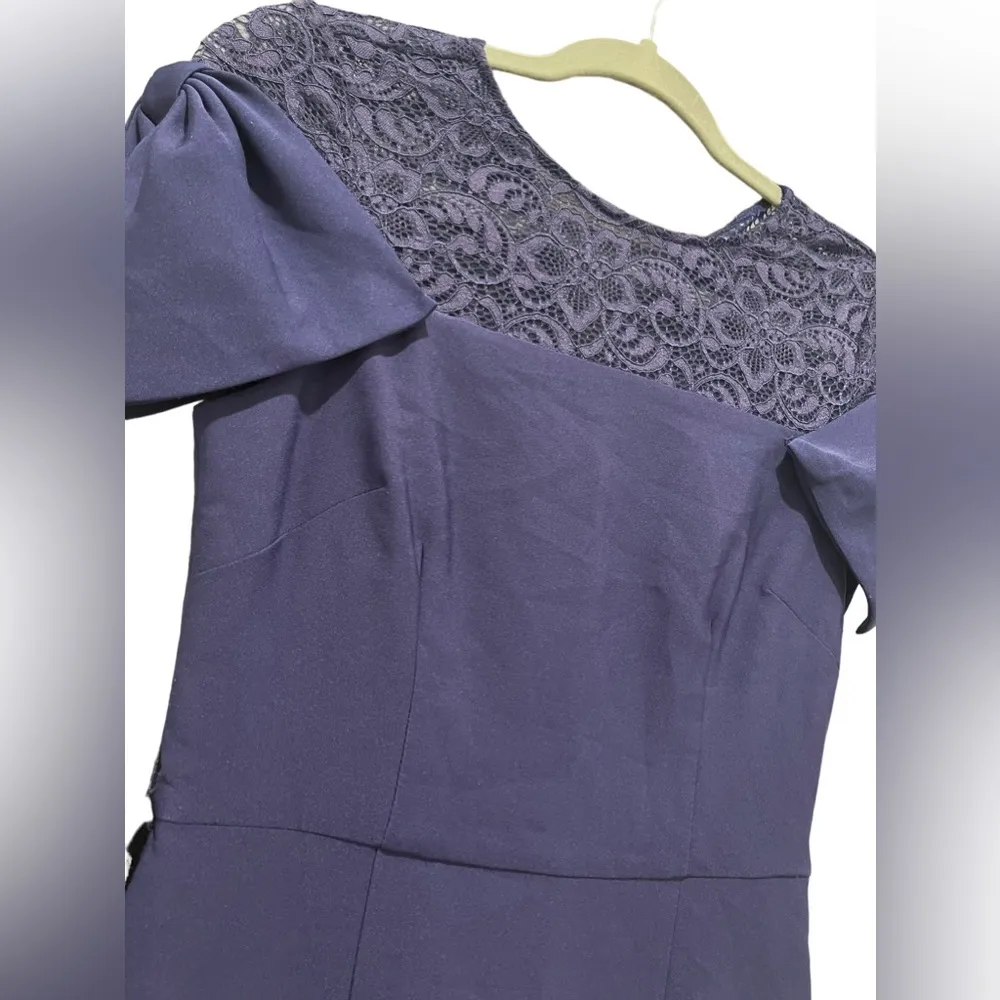 JS COLLECTIONS Blue Annalise Bow Mermaid Gown - Image 3