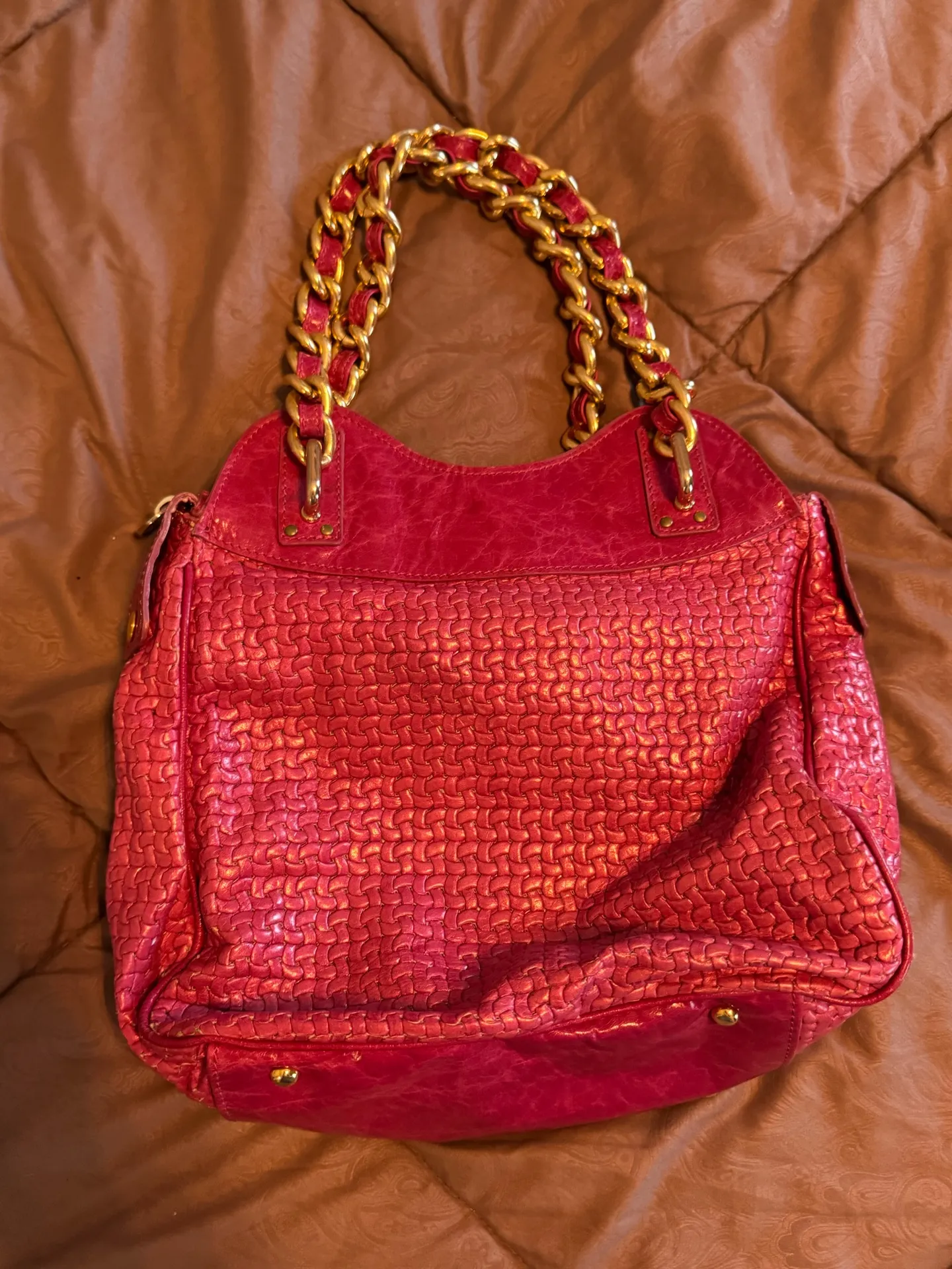 Blumarine/Blugirl Magenta Leather Bag Gold Hardware Pink - Image 7