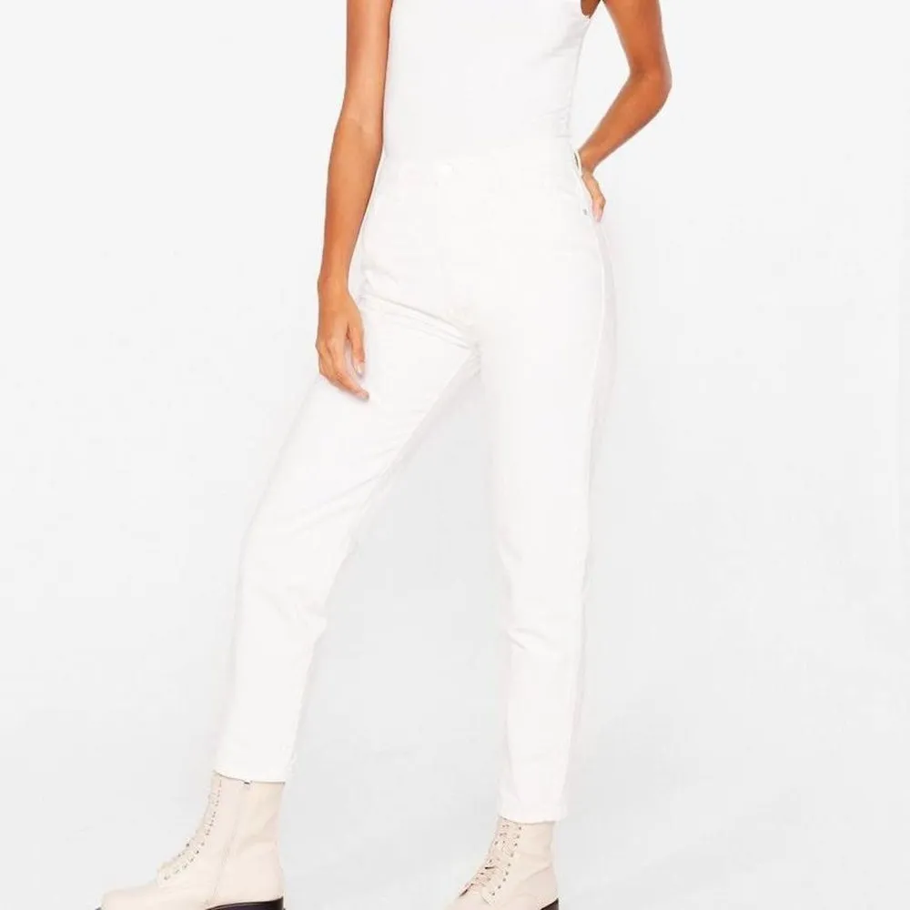 Nasty Gal Redial Slim High Waisted Mom Jeans White Size 8 Large New - Image 81