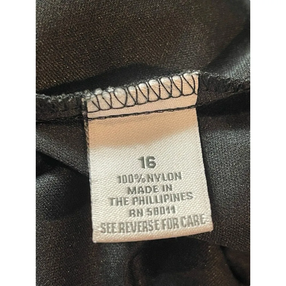 Y2K Soft Lined Mesh Paint Look Design Empire Tie Waist Lettuce Hem Dress 16 Black - Image 8